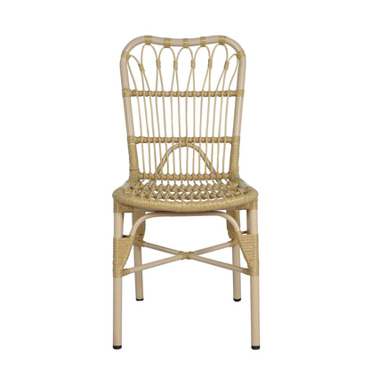 Outdoor PE Wicker Patio Dining Chairs Set of 2,Outdoor Rattan chairs for Backyard,Poolside,Garden, NATURAL