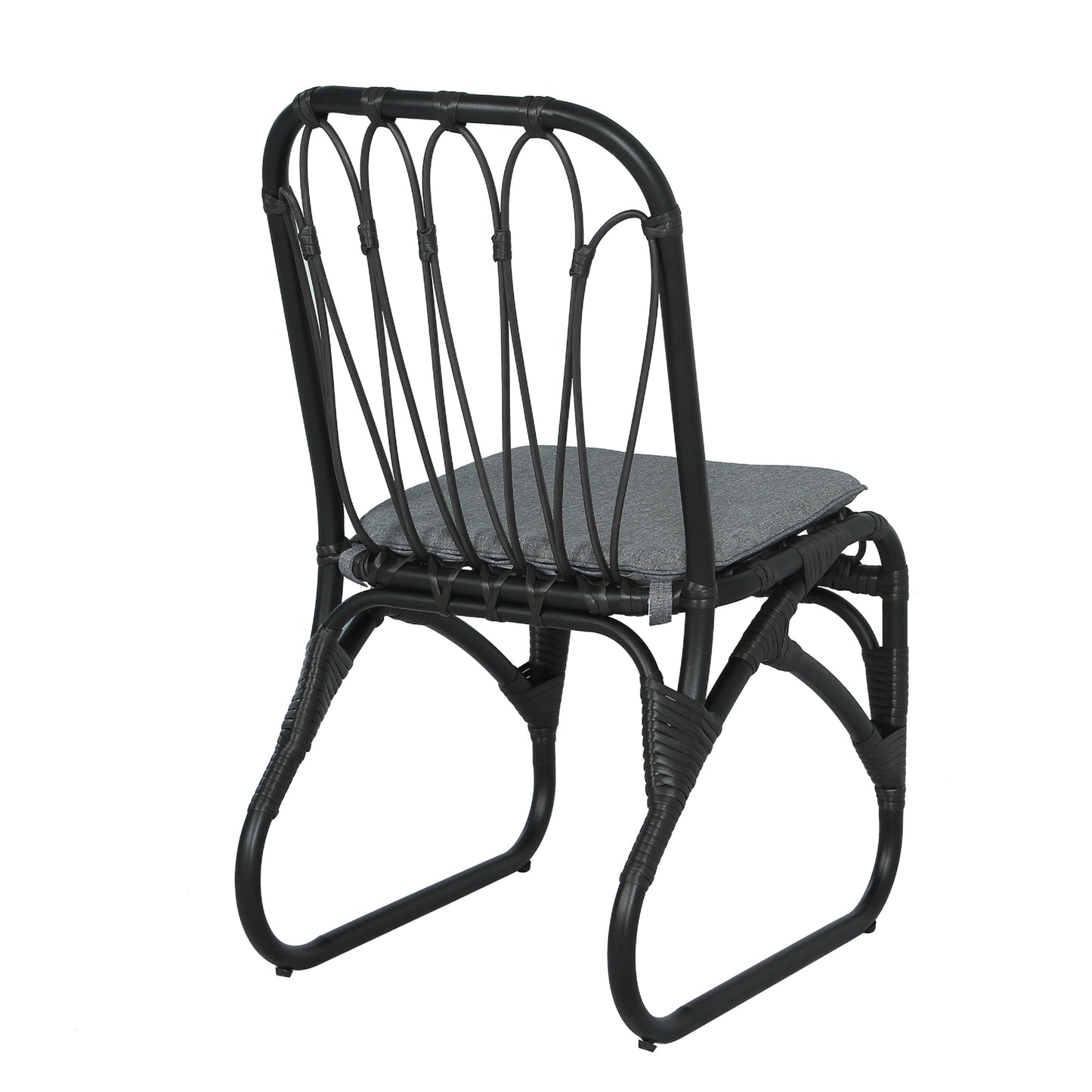 Outdoor PE Wicker Dining Chairs with Washable Cushion Set of 2, Outdoor Rattan chairs for Backyard, Poolside, Garden,Patio,Grey