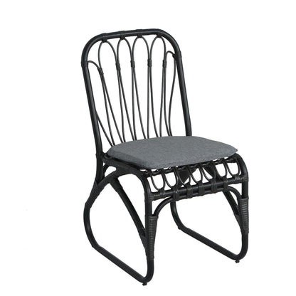 Outdoor PE Wicker Dining Chairs with Washable Cushion Set of 2, Outdoor Rattan chairs for Backyard, Poolside, Garden,Patio,Grey