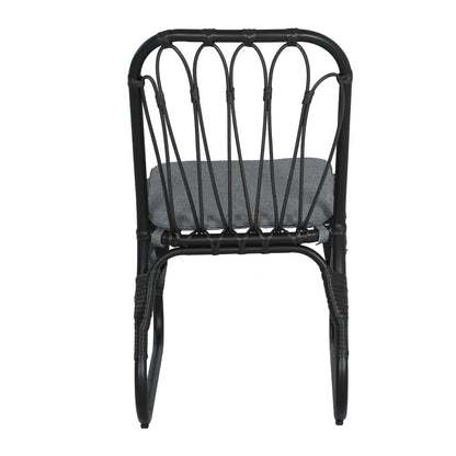 Outdoor PE Wicker Dining Chairs with Washable Cushion Set of 2, Outdoor Rattan chairs for Backyard, Poolside, Garden,Patio,Grey