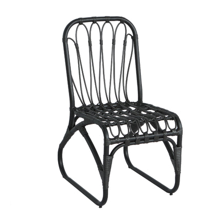 Outdoor PE Wicker Dining Chairs with Washable Cushion Set of 2, Outdoor Rattan chairs for Backyard, Poolside, Garden,Patio,Grey