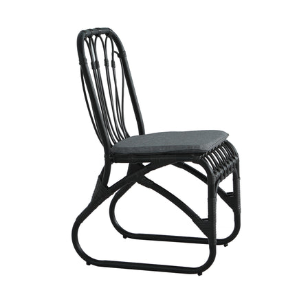 Outdoor PE Wicker Dining Chairs with Washable Cushion Set of 2, Outdoor Rattan chairs for Backyard, Poolside, Garden,Patio,Grey