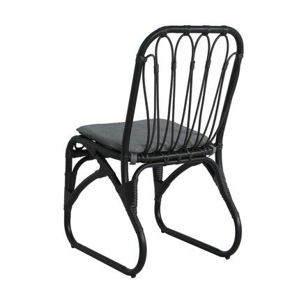 Outdoor PE Wicker Dining Chairs with Washable Cushion Set of 2, Outdoor Rattan chairs for Backyard, Poolside, Garden,Patio,Grey