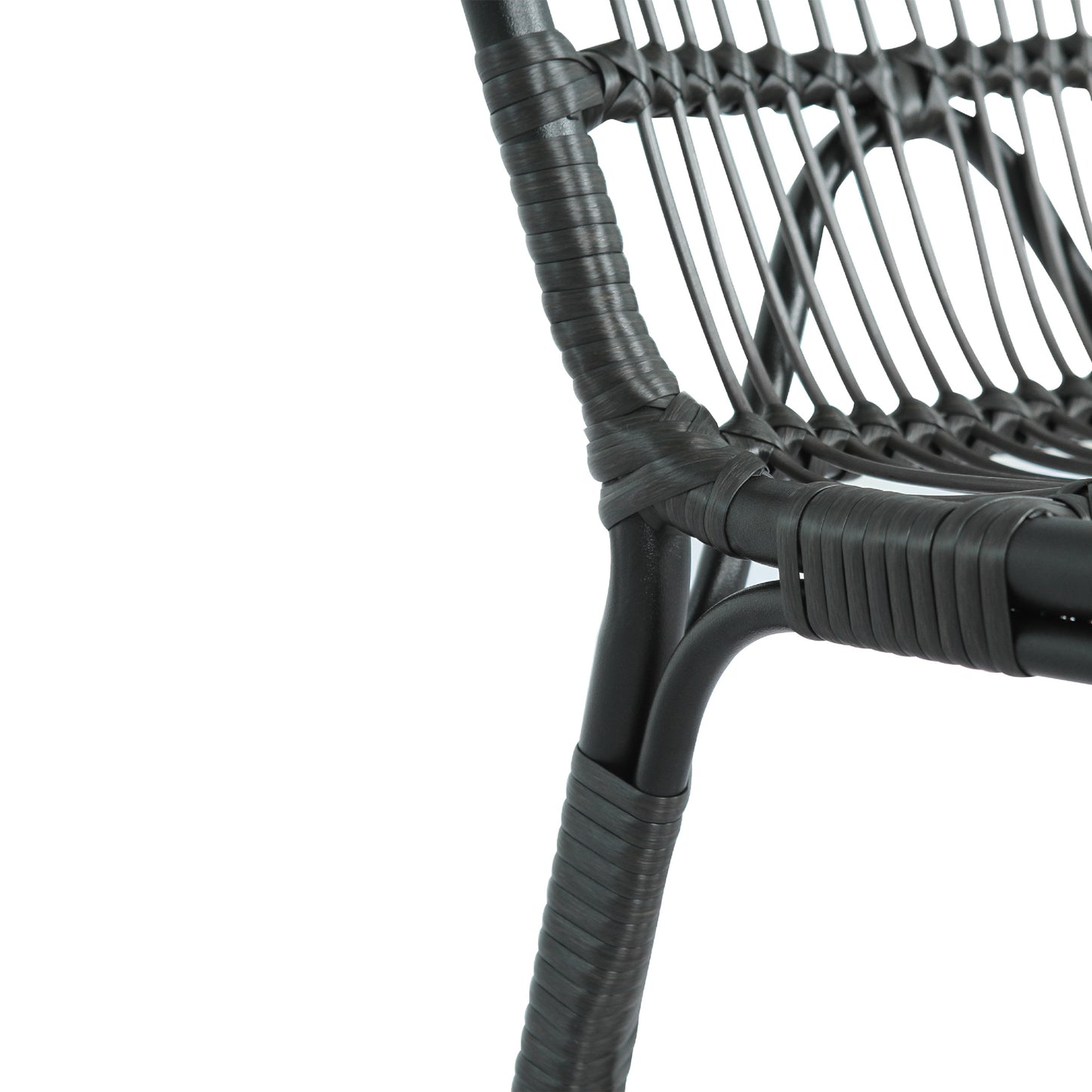 Outdoor PE Wicker Dining Chairs with Washable Cushion Set of 2, Outdoor Rattan chairs for Backyard, Poolside, Garden,Patio,Grey