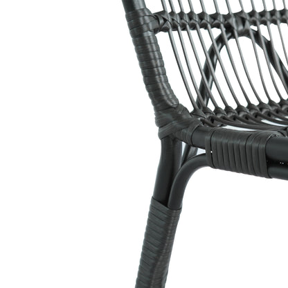 Outdoor PE Wicker Dining Chairs with Washable Cushion Set of 2, Outdoor Rattan chairs for Backyard, Poolside, Garden,Patio,Grey