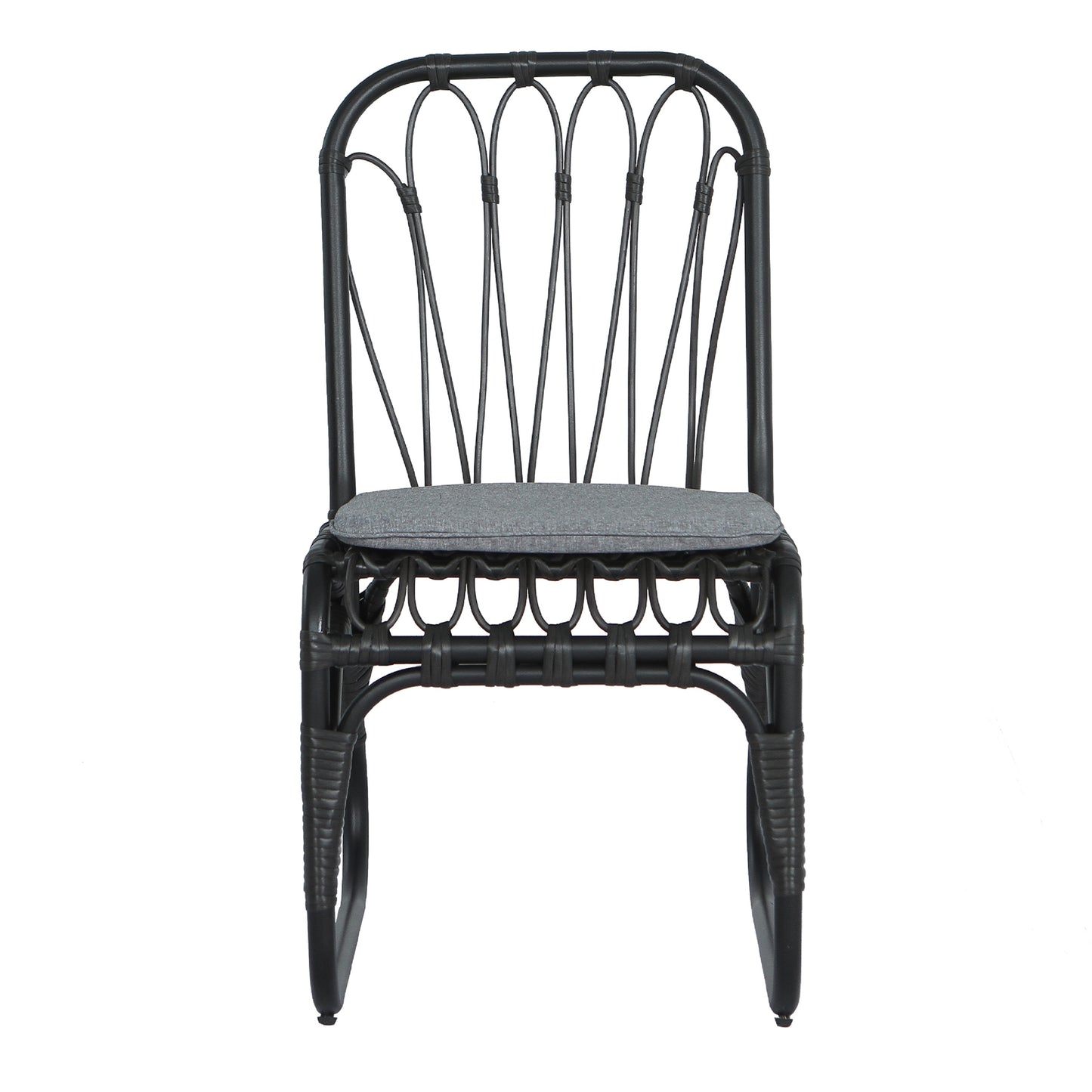 Outdoor PE Wicker Dining Chairs with Washable Cushion Set of 2, Outdoor Rattan chairs for Backyard, Poolside, Garden,Patio,Grey