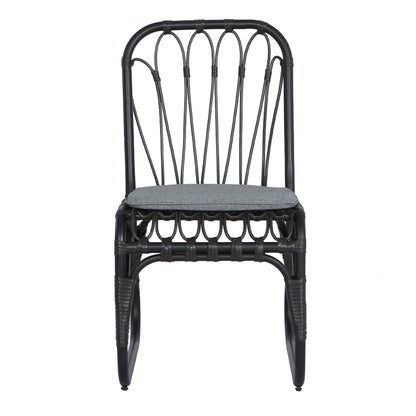 Outdoor PE Wicker Dining Chairs with Washable Cushion Set of 2, Outdoor Rattan chairs for Backyard, Poolside, Garden,Patio,Grey
