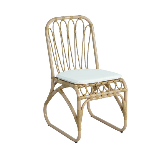 Outdoor PE Wicker Dining Chairs with Washable Cushion Set of 2, Outdoor Rattan chairs for Backyard, Poolside, Garden,Patio,Natural