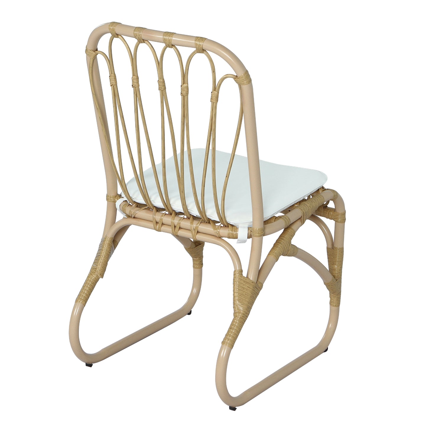 Outdoor PE Wicker Dining Chairs with Washable Cushion Set of 2, Outdoor Rattan chairs for Backyard, Poolside, Garden,Patio,Natural