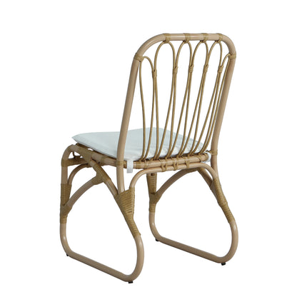 Outdoor PE Wicker Dining Chairs with Washable Cushion Set of 2, Outdoor Rattan chairs for Backyard, Poolside, Garden,Patio,Natural