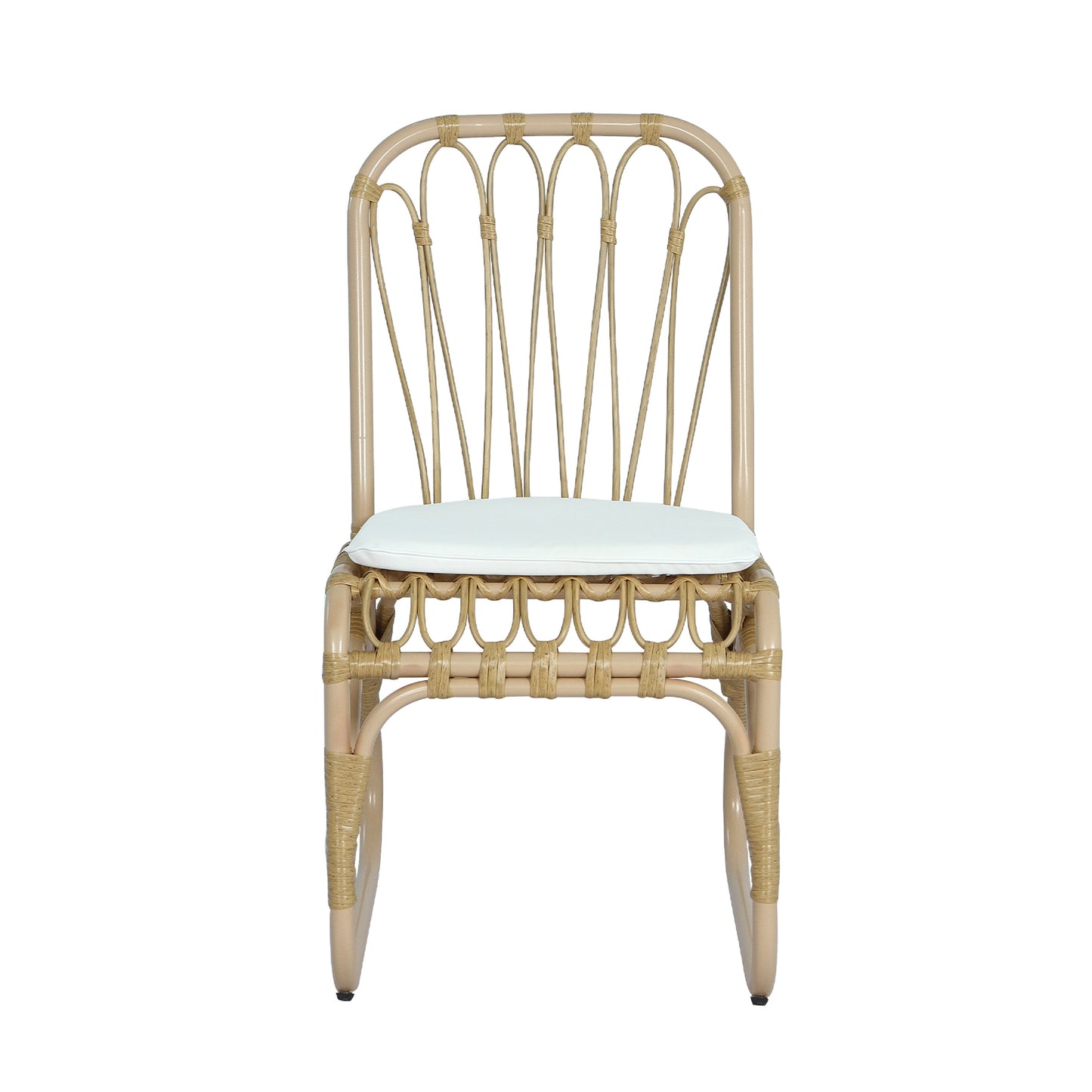 Outdoor PE Wicker Dining Chairs with Washable Cushion Set of 2, Outdoor Rattan chairs for Backyard, Poolside, Garden,Patio,Natural