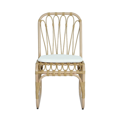 Outdoor PE Wicker Dining Chairs with Washable Cushion Set of 2, Outdoor Rattan chairs for Backyard, Poolside, Garden,Patio,Natural