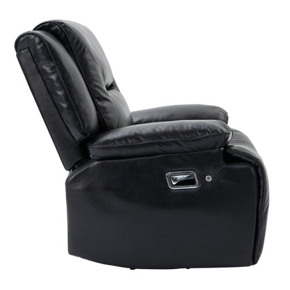 360° Swivel and Rocking Home Theater Recliner Manual Recliner Chair with a LED Light Strip for Living Room,Bedroom, Black