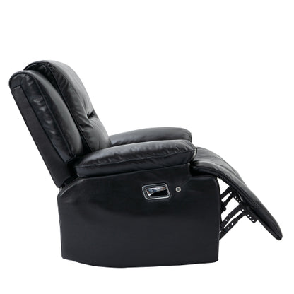 360° Swivel and Rocking Home Theater Recliner Manual Recliner Chair with a LED Light Strip for Living Room,Bedroom, Black