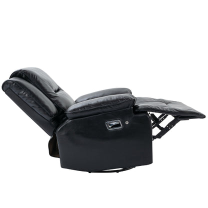 360° Swivel and Rocking Home Theater Recliner Manual Recliner Chair with a LED Light Strip for Living Room,Bedroom, Black