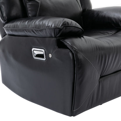 360° Swivel and Rocking Home Theater Recliner Manual Recliner Chair with a LED Light Strip for Living Room,Bedroom, Black