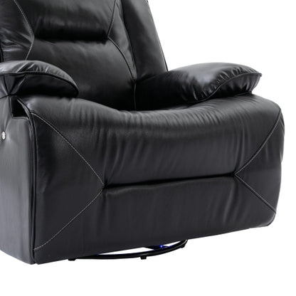 360° Swivel and Rocking Home Theater Recliner Manual Recliner Chair with a LED Light Strip for Living Room,Bedroom, Black