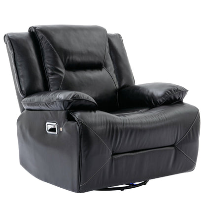 360° Swivel and Rocking Home Theater Recliner Manual Recliner Chair with a LED Light Strip for Living Room,Bedroom, Black