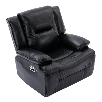 360° Swivel and Rocking Home Theater Recliner Manual Recliner Chair with a LED Light Strip for Living Room,Bedroom, Black