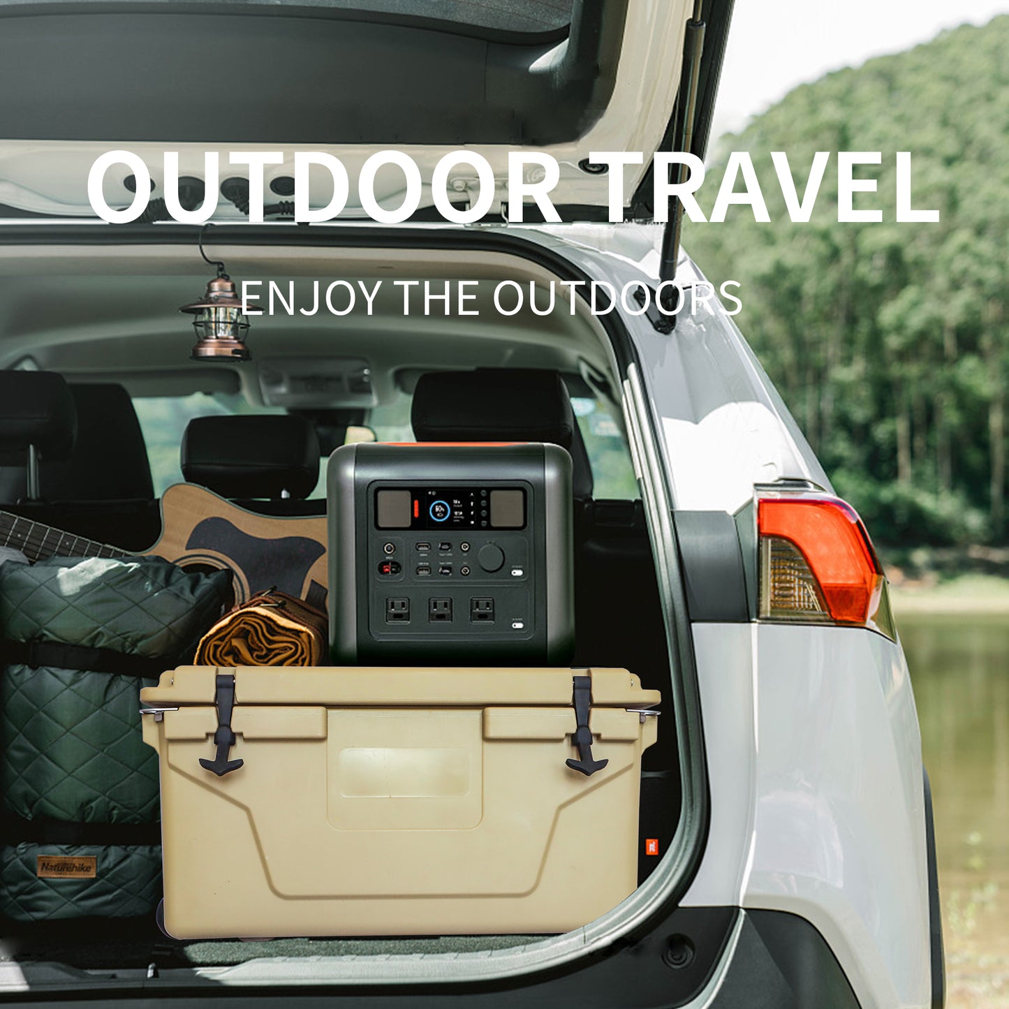 Khaki color ice cooler box 65QT camping ice chest beer box outdoor fishing cooler