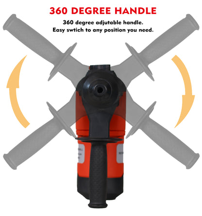 Rotary Hammer 1100W(Red + Black) 1-1/2" SDS Plus Rotary Hammer Drill 3 Functions