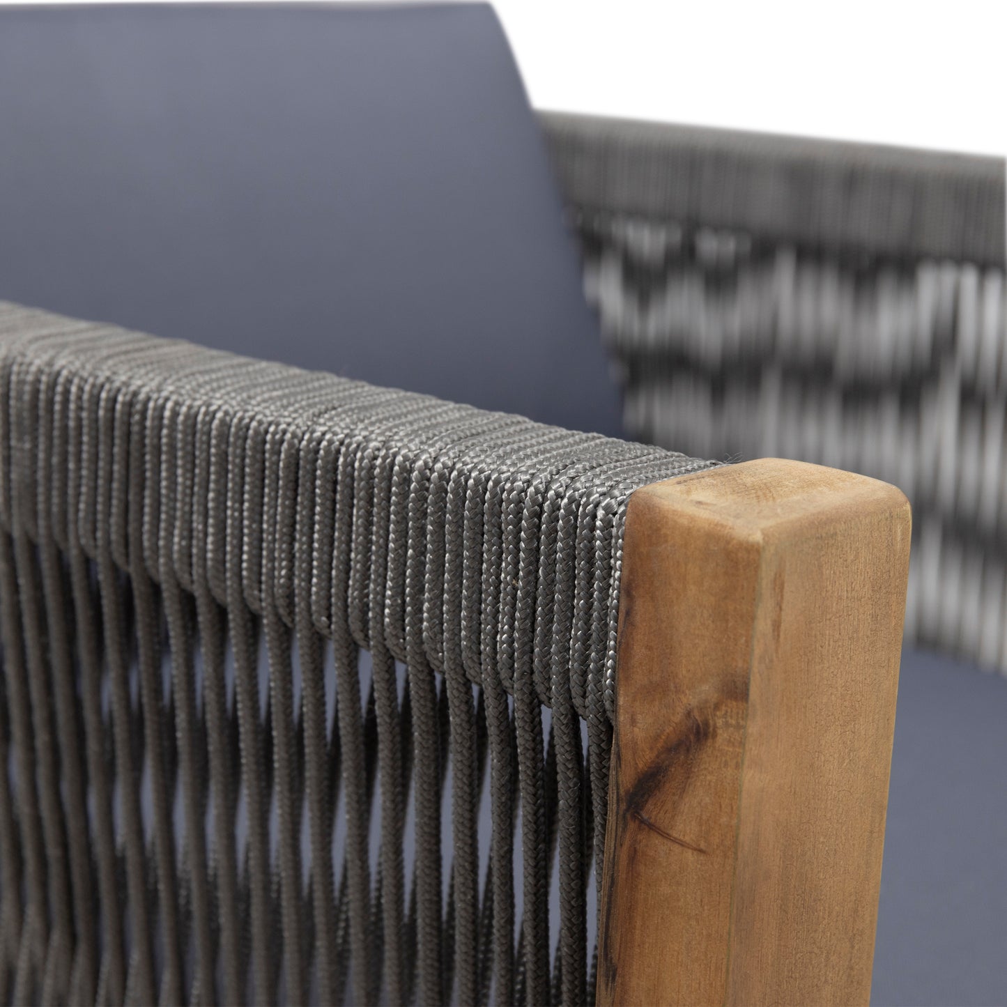 Patio Loveseat and Coffee Table Set, Patio Furniture Set with Cushion, Acacia Wood Frame Conversation Set for Garden, Backyard, Porch and Poolside, Minimalistic Style