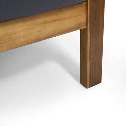 Patio Loveseat and Coffee Table Set, Patio Furniture Set with Cushion, Acacia Wood Frame Conversation Set for Garden, Backyard, Porch and Poolside, Minimalistic Style