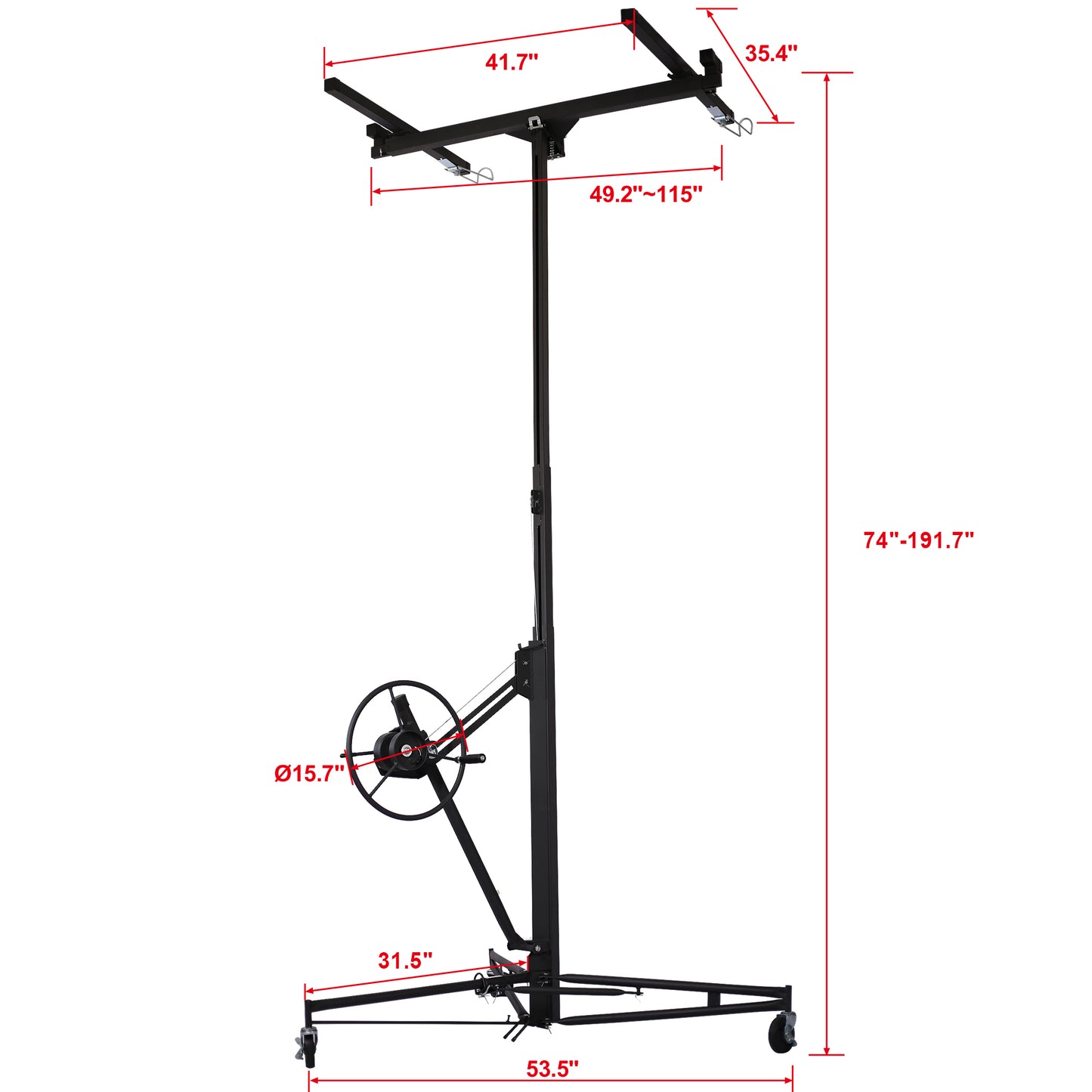 Drywall Panel hoist Drywall Lift Rolling Panel Hoist Jack Lifter 16ft black color
