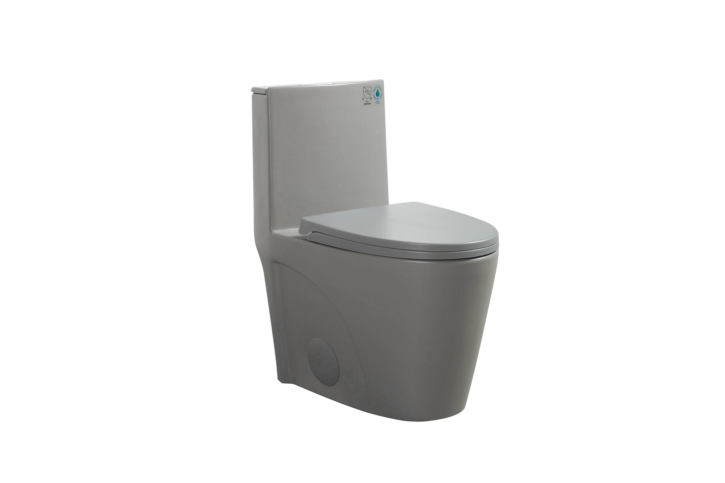 1.1/1.60 GPF Dual-Flush One Piece Toilet, Water-Saving Elongated Comfort Height Floor Mounted, Soft Close 1000 Gram Map Flushing Score Toilet, Light Grey 24T01-LG