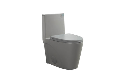 1.1/1.60 GPF Dual-Flush One Piece Toilet, Water-Saving Elongated Comfort Height Floor Mounted, Soft Close 1000 Gram Map Flushing Score Toilet, Light Grey 24T01-LG