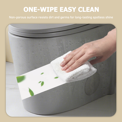 1.1/1.60 GPF Dual-Flush One Piece Toilet, Water-Saving Elongated Comfort Height Floor Mounted, Soft Close 1000 Gram Map Flushing Score Toilet, Light Grey 24T01-LG