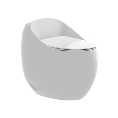 1-Piece 1.28 GPF Single Flush Egg Shape Toilet in Glossy White