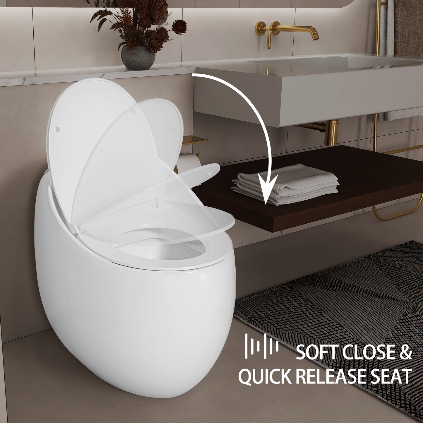 1-Piece 1.28 GPF Single Flush Egg Shape Toilet in Glossy White