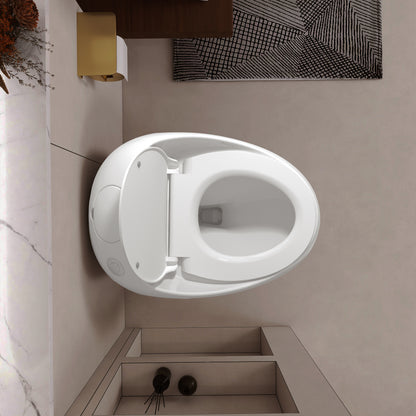 1-Piece 1.28 GPF Single Flush Egg Shape Toilet in Glossy White