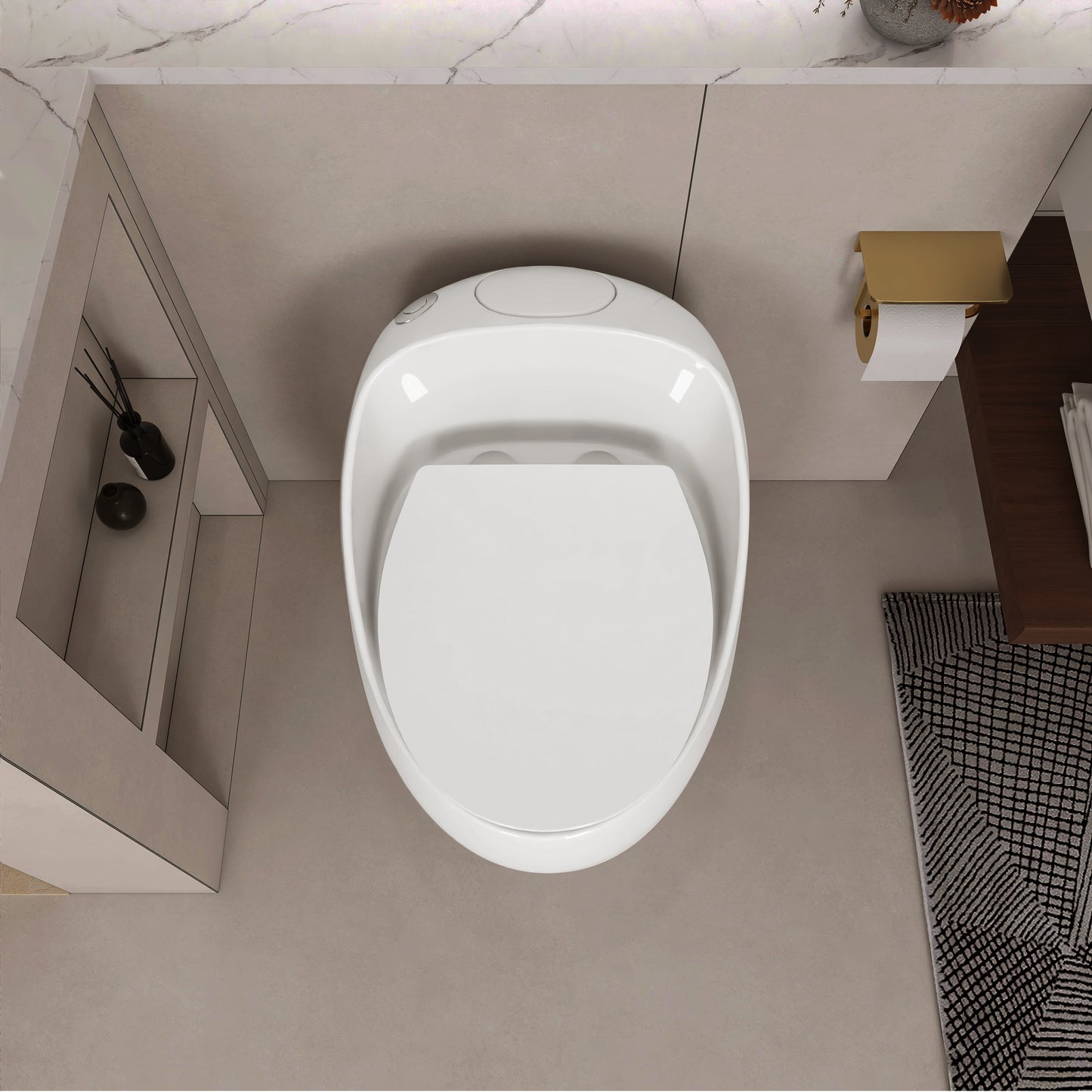 1-Piece 1.28 GPF Single Flush Egg Shape Toilet in Glossy White