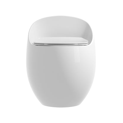 1-Piece 1.28 GPF Single Flush Egg Shape Toilet in Glossy White