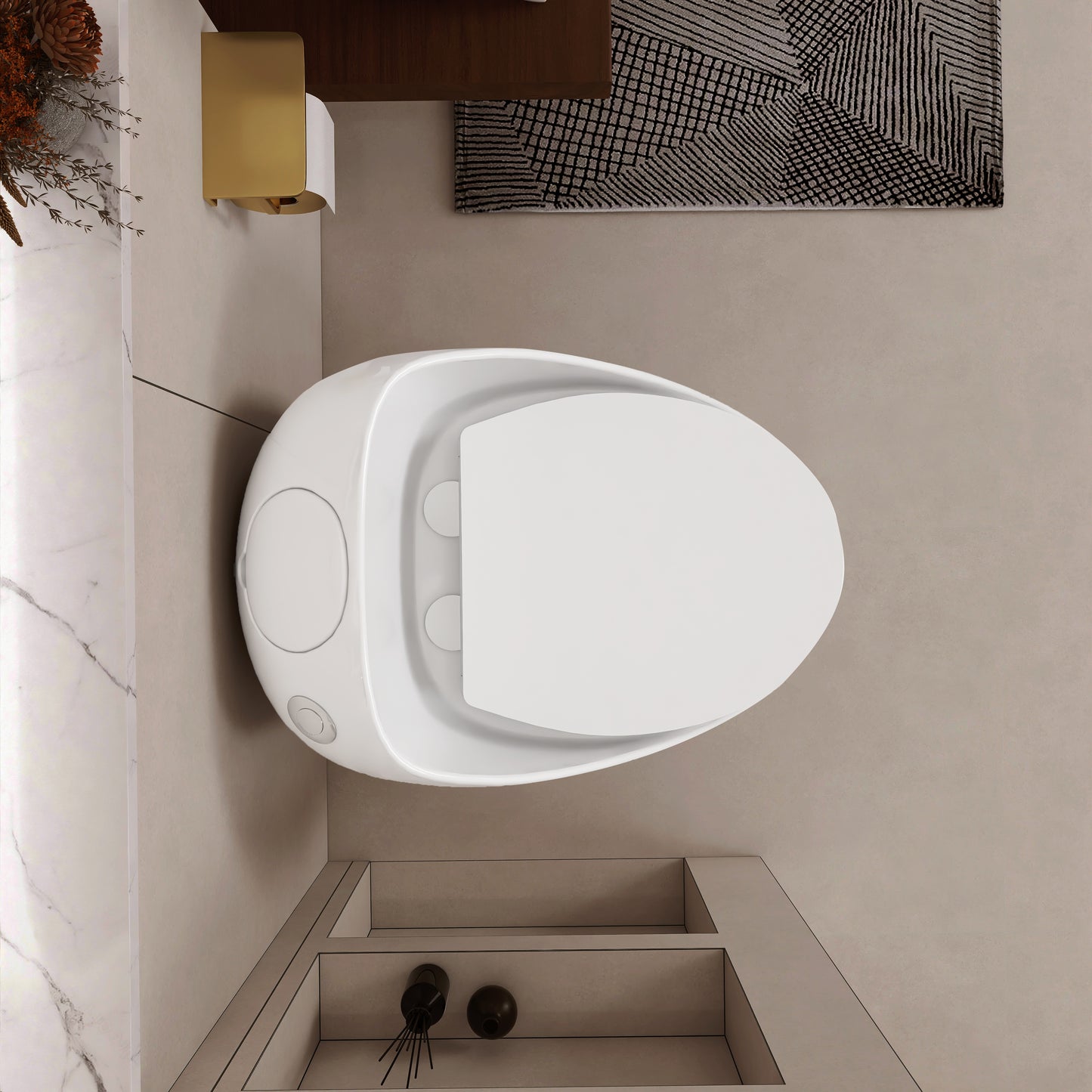 1-Piece 1.28 GPF Single Flush Egg Shape Toilet in Glossy White