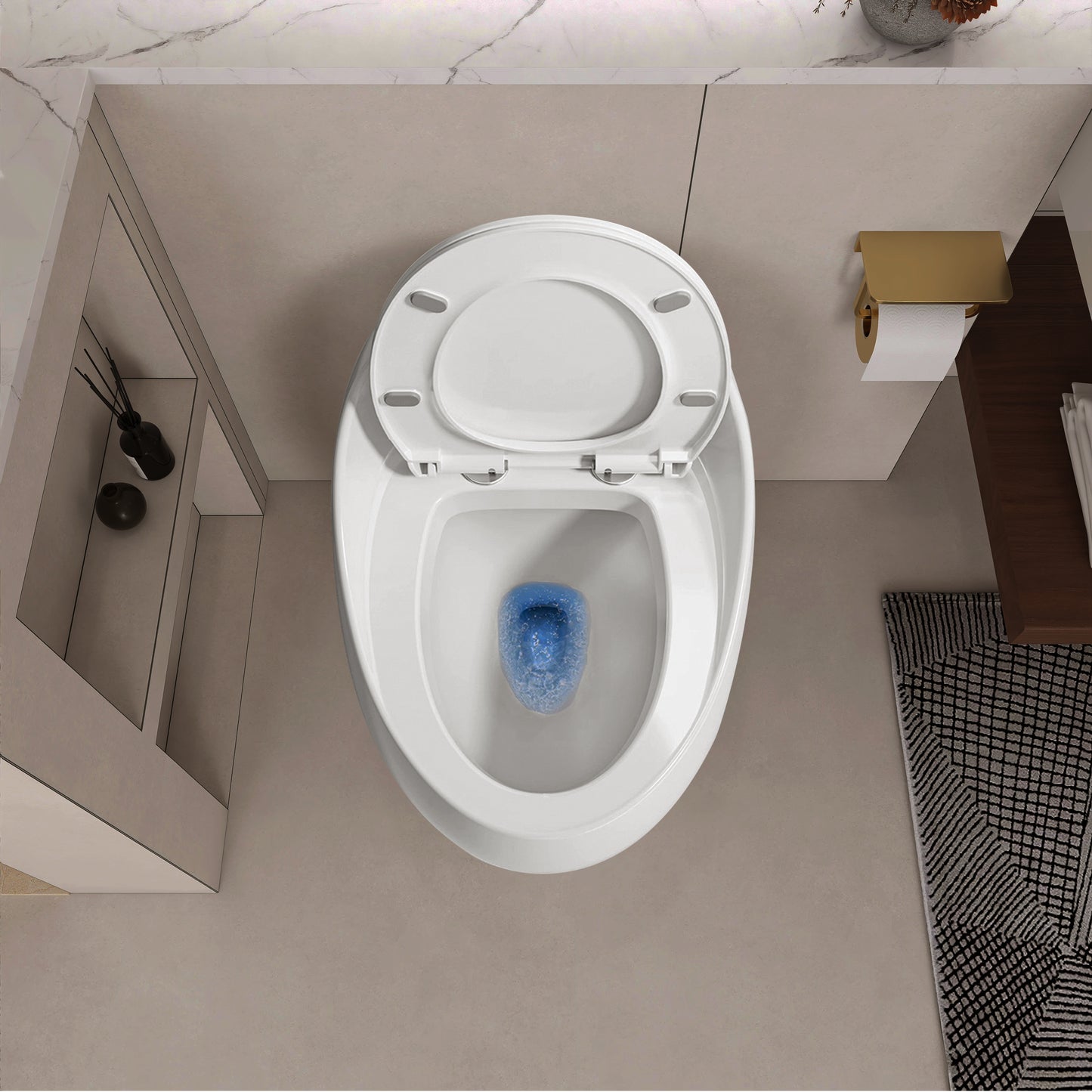 1-Piece 1.28 GPF Single Flush Egg Shape Toilet in Glossy White