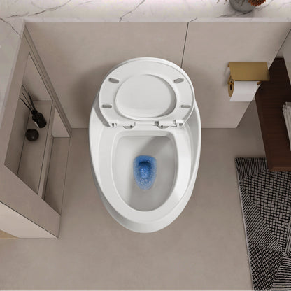 1-Piece 1.28 GPF Single Flush Egg Shape Toilet in Glossy White