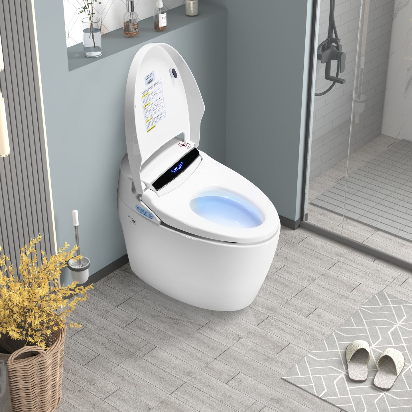 Smart Toilets with Heated Bidet Seat.Portable toilet with bidet built.Intelligent Toilet Auto Open/Close Seat. Bidet toilet with Dryer and Warm Water