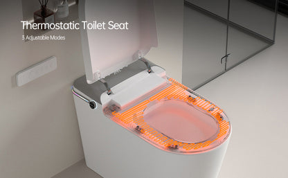 Smart Bidet Toilet with Remote Control.Raised Tankless Toilet with LED Display. Auto Open/AutoHeated. Seat Toilet Bidet with Aromatherapy System.Warm Water And Dry.Off Seat Flush.Foot Sensor.
