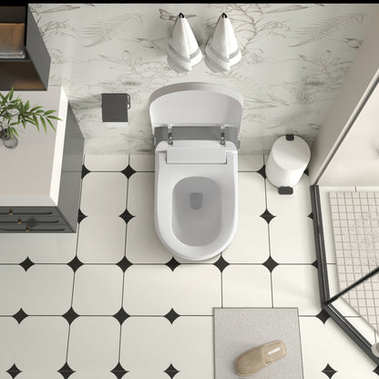 Smart Bidet Toilet with Remote Control.Raised Tankless Toilet with LED Display. Auto Open/AutoHeated. Seat Toilet Bidet with Aromatherapy System.Warm Water And Dry.Off Seat Flush.Foot Sensor.