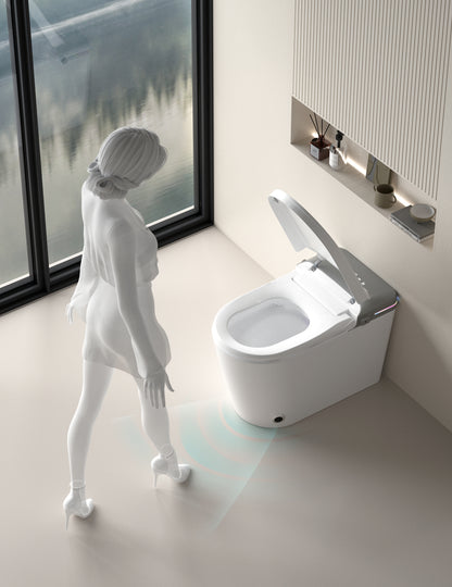 Smart Bidet Toilet with Remote Control.Raised Tankless Toilet with LED Display. Auto Open/AutoHeated. Seat Toilet Bidet with Aromatherapy System.Warm Water And Dry.Off Seat Flush.Foot Sensor.