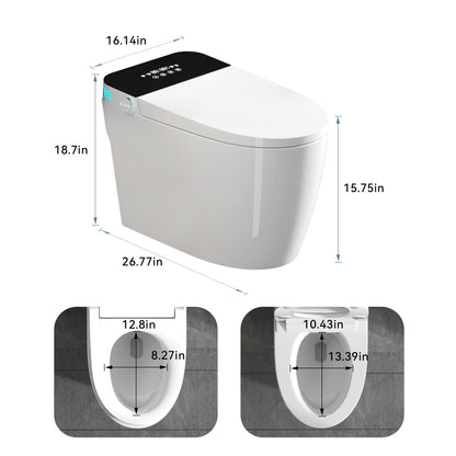 Smart Toilets with Heated Bidet Seat.Portable toilet with bidet built.Intelligent Toilet Auto Open/Close Seat. Bidet toilet with Dryer and Warm Water