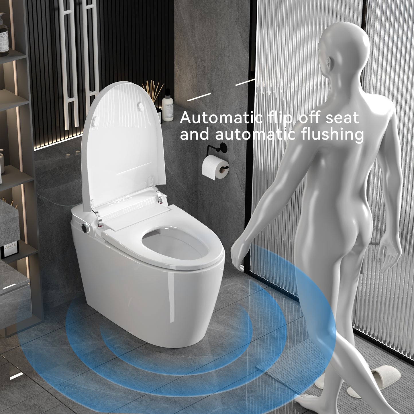 Smart Toilets with Heated Bidet Seat.Portable toilet with bidet built.Intelligent Toilet Auto Open/Close Seat. Bidet toilet with Dryer and Warm Water