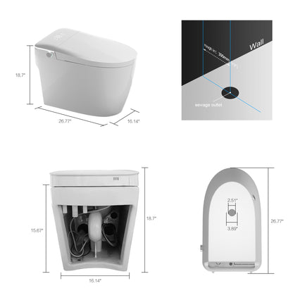 Smart Toilets with Heated Bidet Seat.Portable toilet with bidet built.Intelligent Toilet Auto Open/Close Seat. Bidet toilet with Dryer and Warm Water