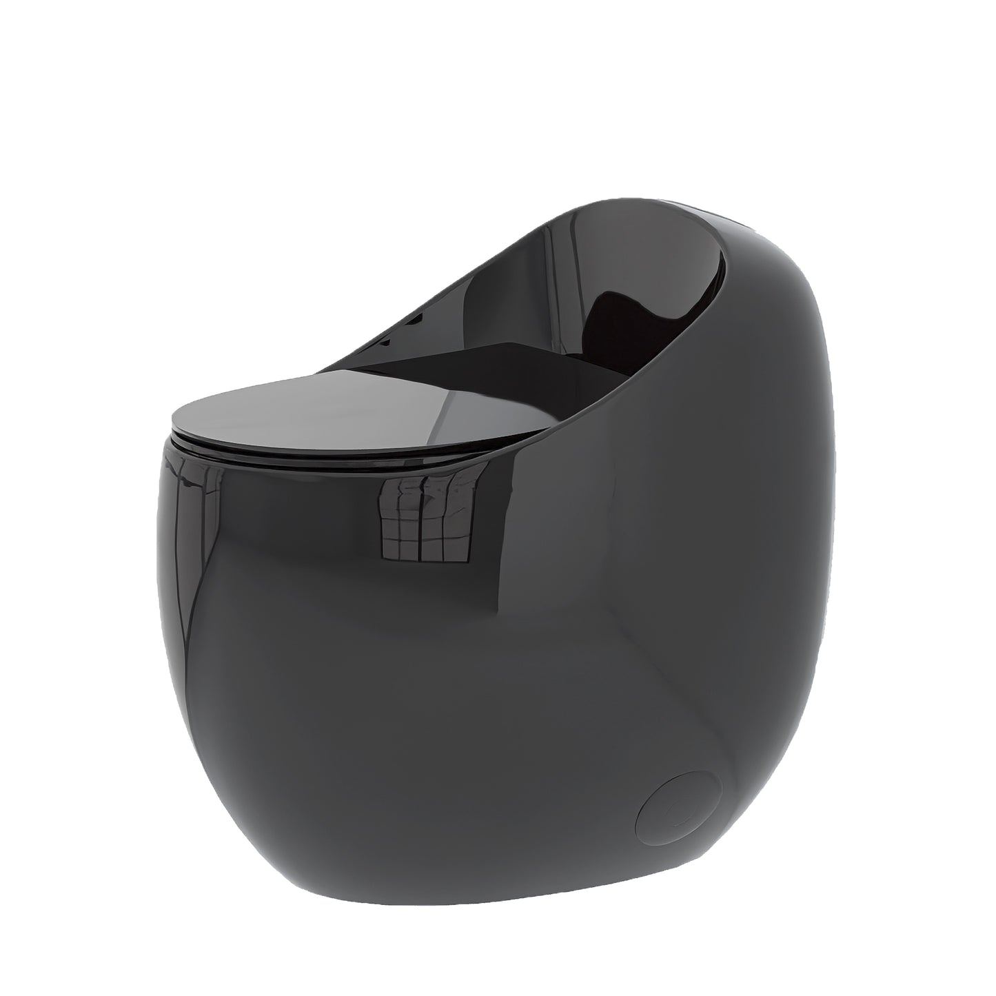 1-Piece 1.28 GPF Single Flush Egg Shape Toilet in Glossy Black