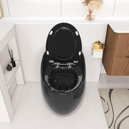 1-Piece 1.28 GPF Single Flush Egg Shape Toilet in Glossy Black