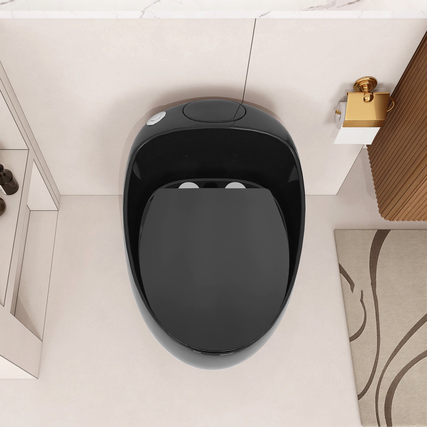 1-Piece 1.28 GPF Single Flush Egg Shape Toilet in Glossy Black
