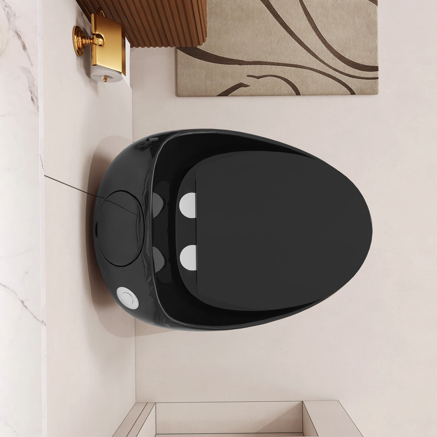 1-Piece 1.28 GPF Single Flush Egg Shape Toilet in Glossy Black